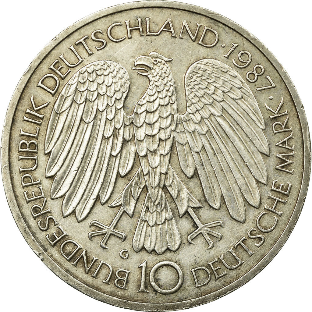 Coin, GERMANY - FEDERAL REPUBLIC, 10 Mark, 1987, Karlsruhe, AU(50-53)