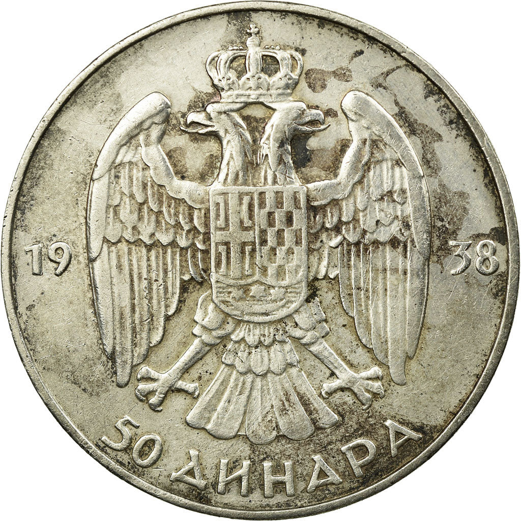 Monnaie, Yougoslavie, Petar II, 50 Dinara, 1938, SUP, Argent, KM:24