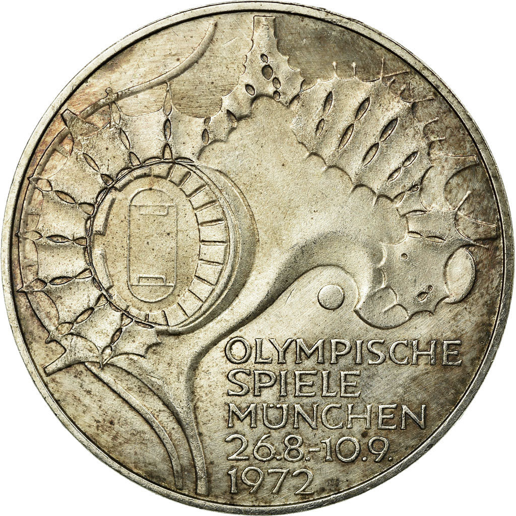 Münze, Bundesrepublik Deutschland, 10 Mark, 1972, Karlsruhe, VZ, Silber, KM:133