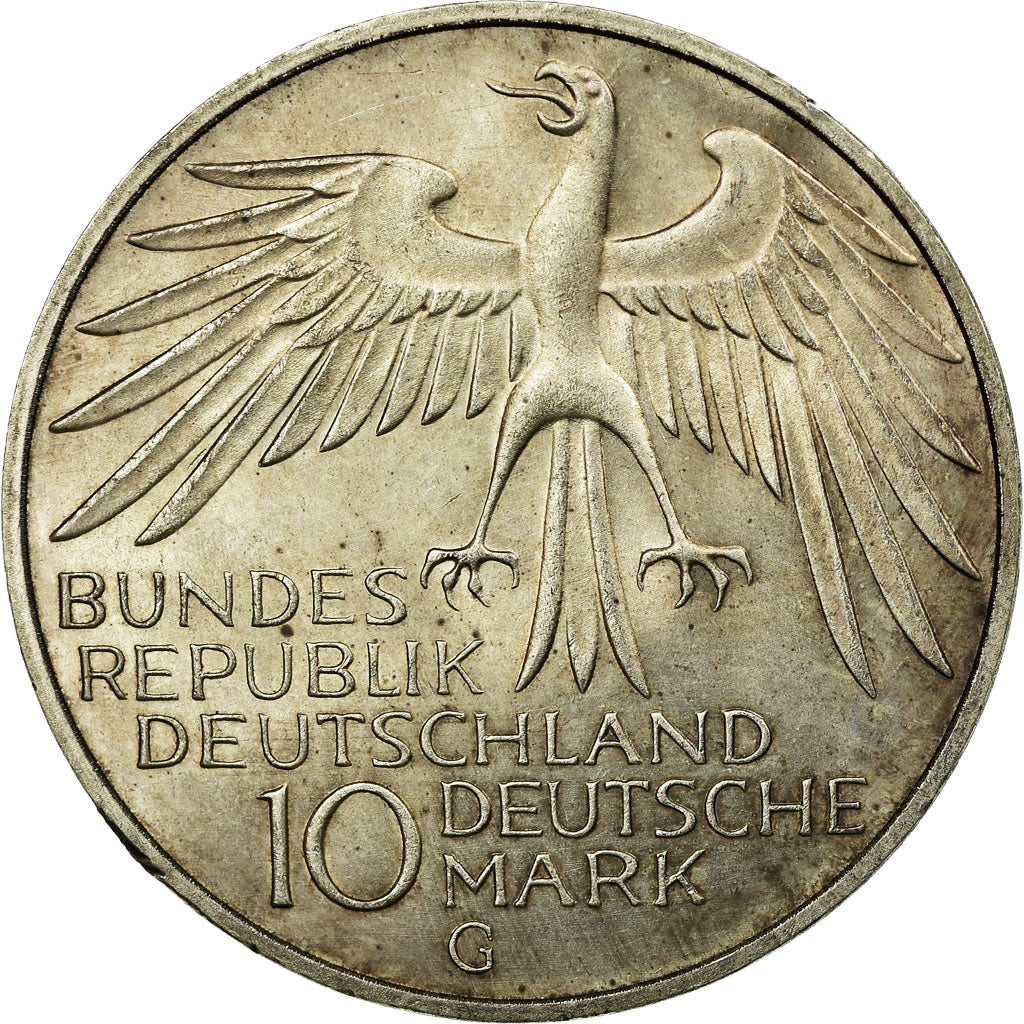 Münze, Bundesrepublik Deutschland, 10 Mark, 1972, Karlsruhe, VZ, Silber, KM:133