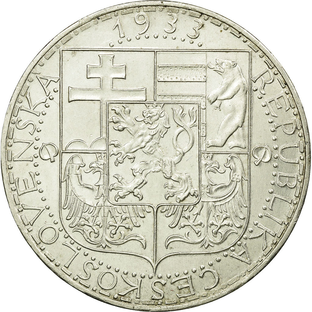 Coin, Czechoslovakia, 20 Korun, 1933, AU(55-58), Silver, KM:17