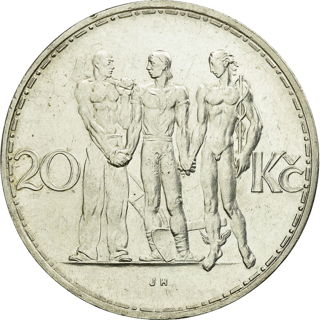 Coin, Czechoslovakia, 20 Korun, 1933, AU(55-58), Silver, KM:17