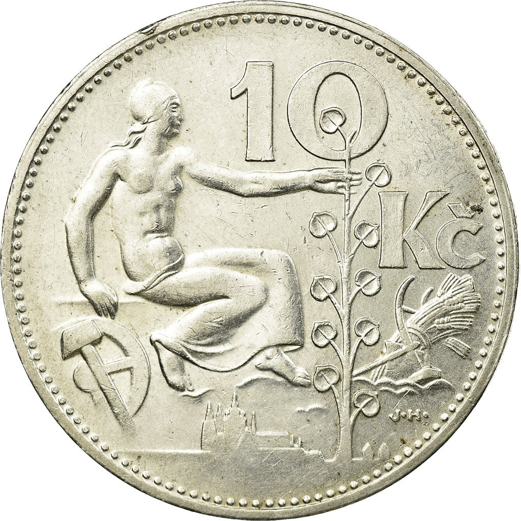 Coin, Czechoslovakia, 10 Korun, 1930, AU(55-58), Silver, KM:15