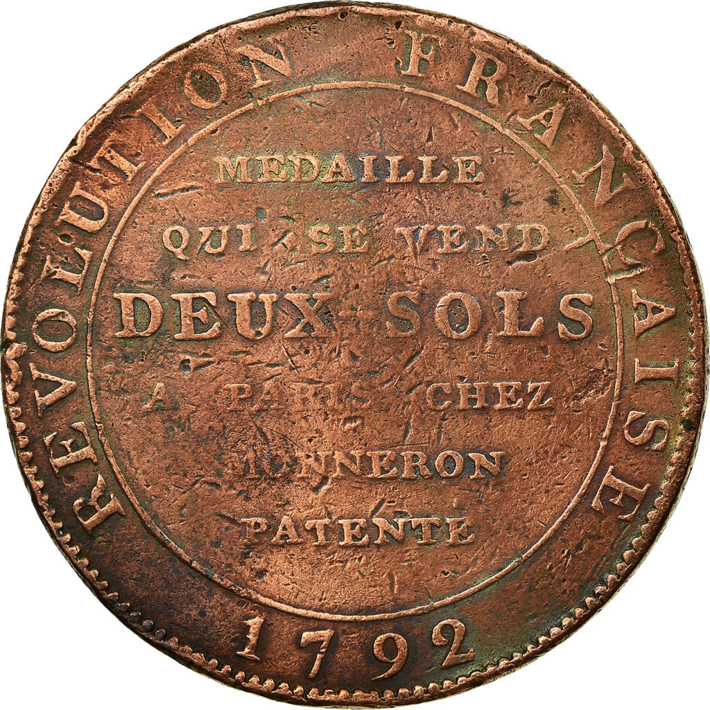 Monnaie, France, 2 Sols, 1792, Birmingham, TB+, Bronze, KM:Tn25