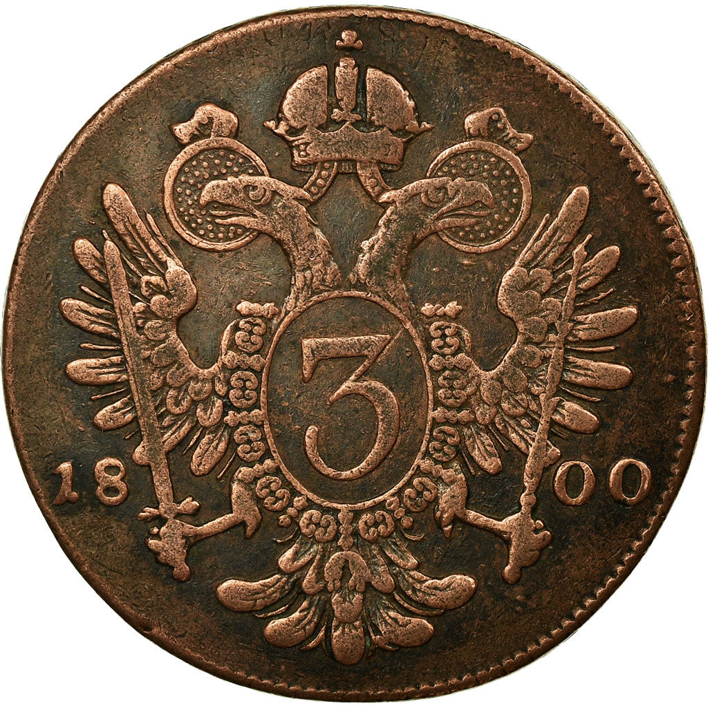 Coin, Austria, Franz II (I), 3 Kreuzer, 1800, Karlsburg, EF(40-45), Copper