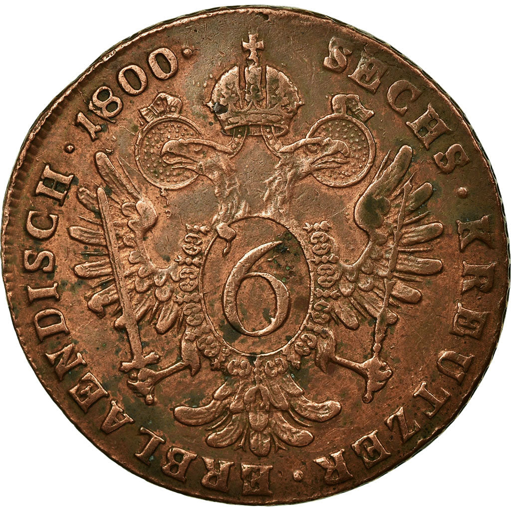 Coin, Austria, Franz II (I), 6 Kreuzer, 1800, Kremnica, EF(40-45), Copper