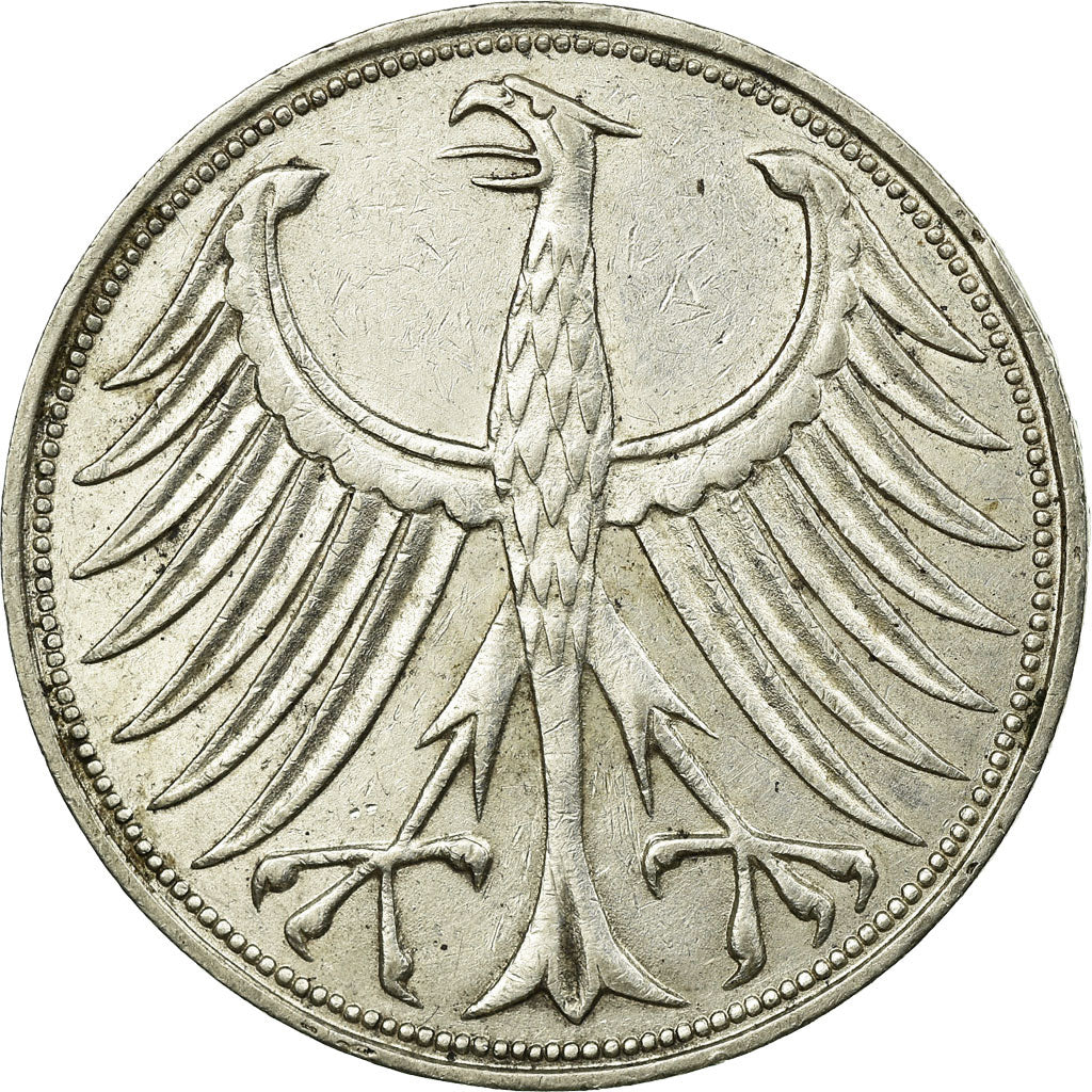 Coin, GERMANY - FEDERAL REPUBLIC, 5 Mark, 1951, Stuttgart, AU(50-53), Silver