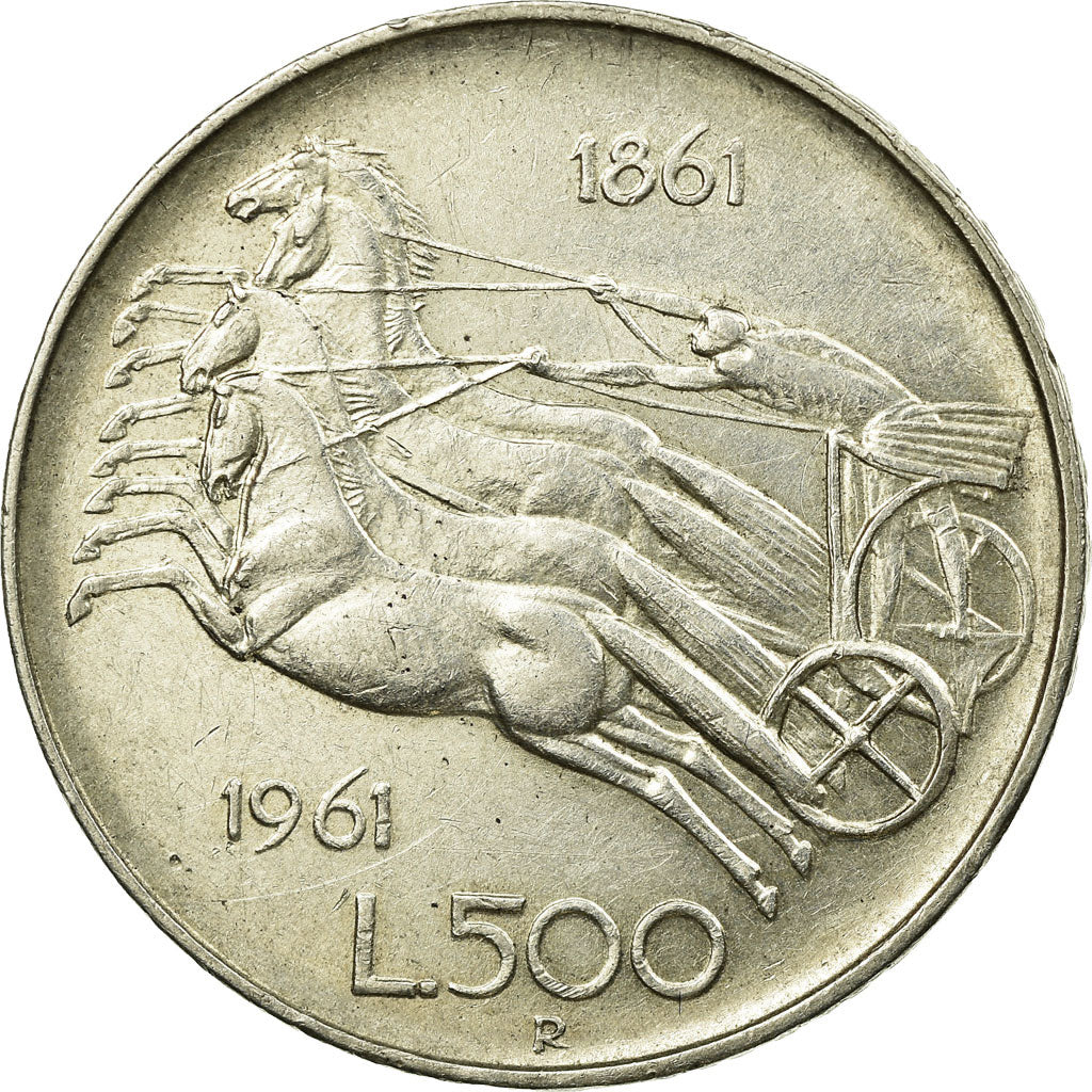 Coin, Italy, 500 Lire, 1961, Rome, AU(55-58), Silver, KM:99