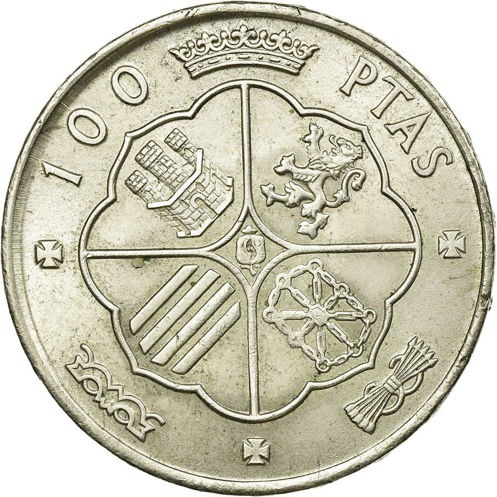 Coin, Spain, Caudillo and regent, 100 Pesetas, 1966, AU(55-58), Silver, KM:797