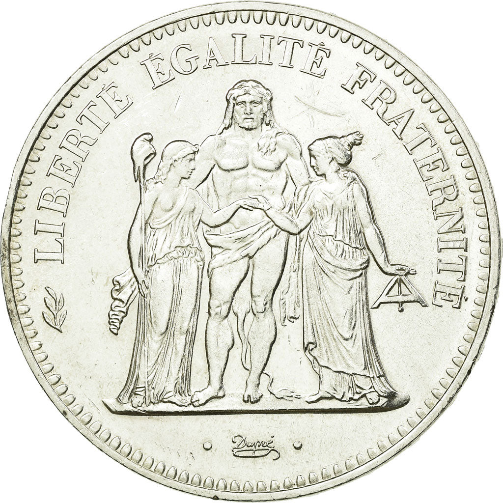 Moneta, Francia, Hercule, 50 Francs, 1974, Avers 20 francs, SPL, Argento