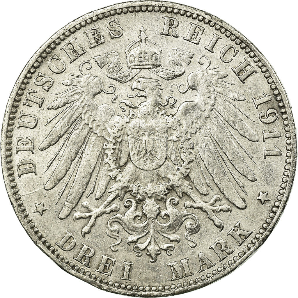 Coin, German States, HAMBURG, 3 Mark, 1911, Hamburg, EF(40-45), Silver, KM:620