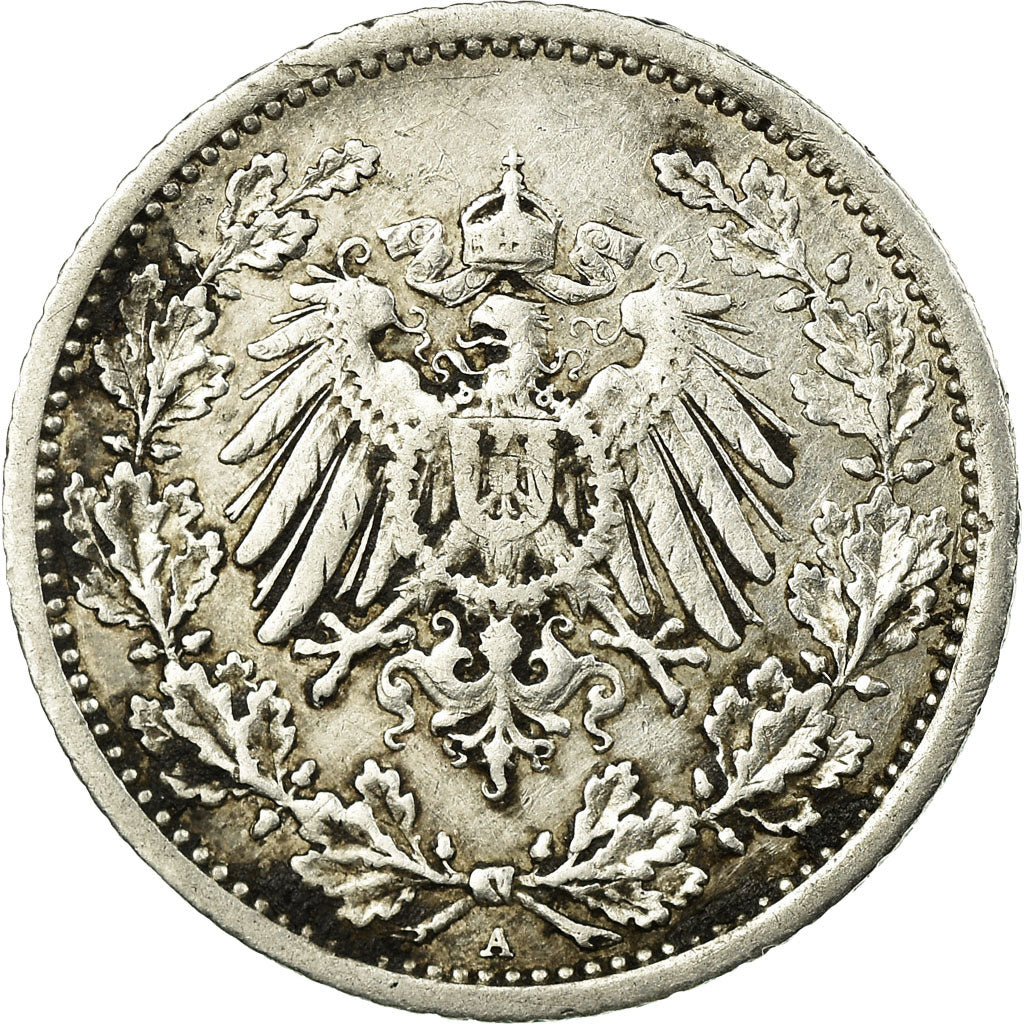 Coin, GERMANY - EMPIRE, 1/2 Mark, 1914, Berlin, EF(40-45), Silver, KM:17
