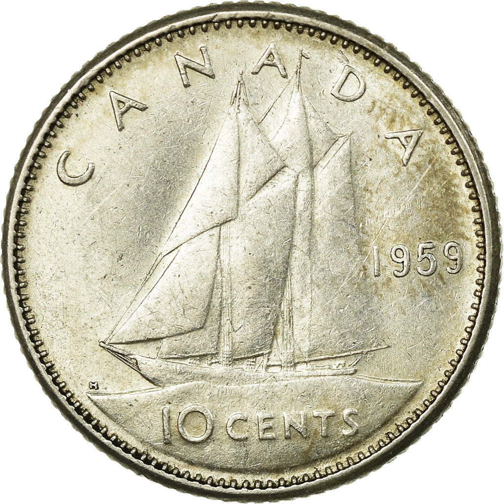 Coin, Canada, Elizabeth II, 10 Cents, 1959, Ottawa, EF(40-45), KM 51