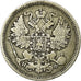 Coin, Russia,Alexander II,20 Kopeks,1865,St. Petersburg,EF(40-45),Silver,KM 22.2