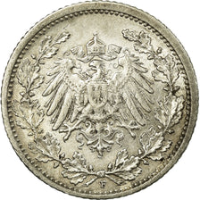 Coin, GERMANY - EMPIRE, 1/2 Mark, 1909, Stuttgart, EF(40-45), Silver, KM:17