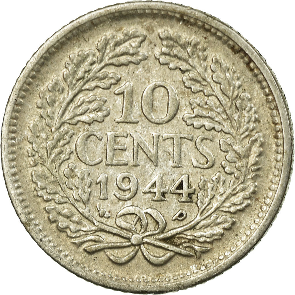 Coin, Netherlands, Wilhelmina I, 10 Cents, 1944, VF(30-35), Silver, KM:163