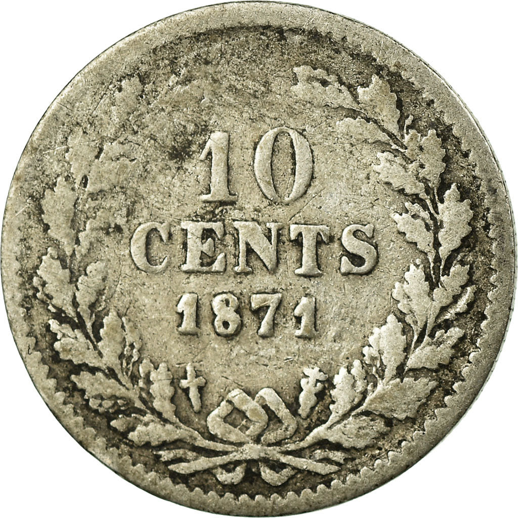 Coin, Netherlands, William III, 10 Cents, 1871, VF(20-25), Silver, KM:80