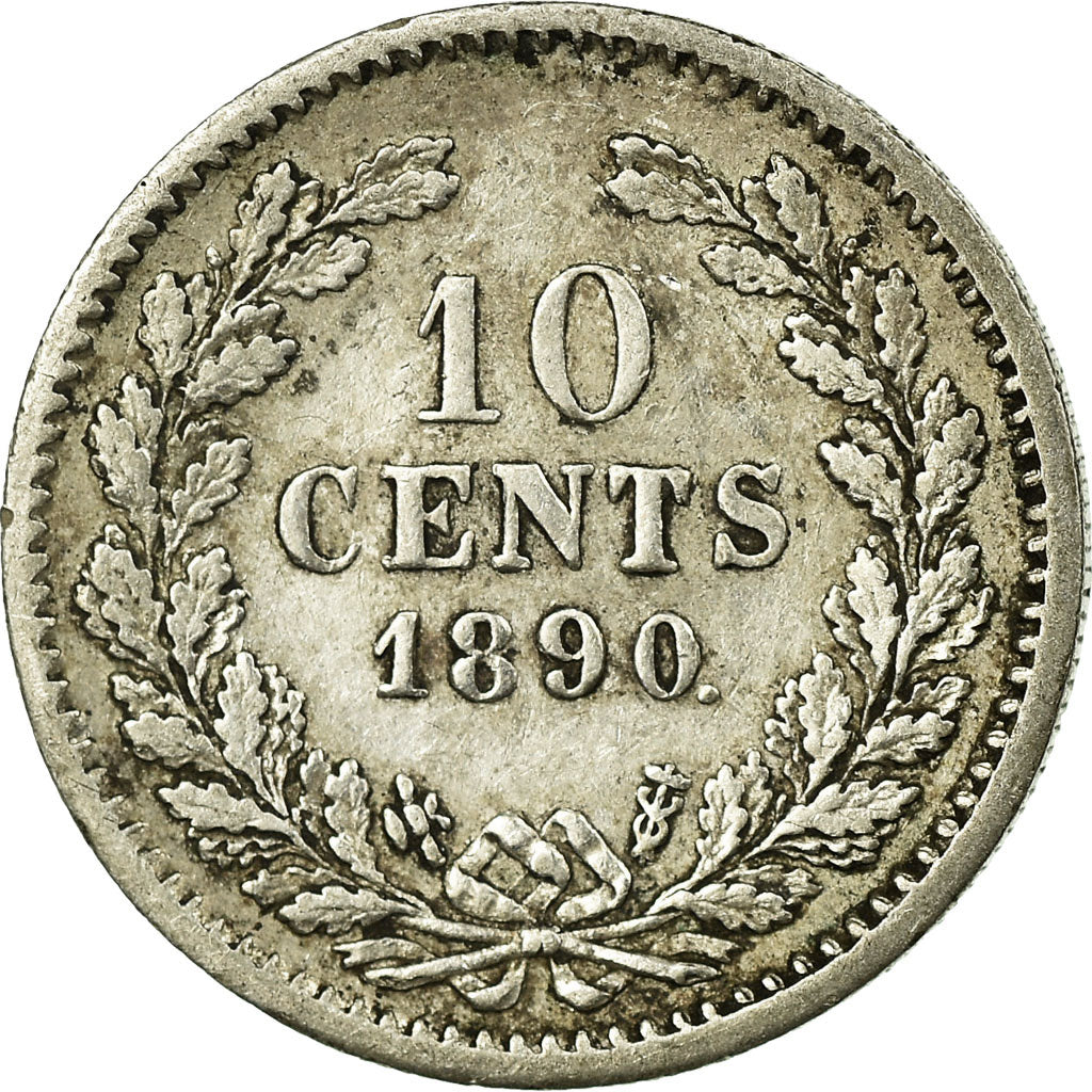 Coin, Netherlands, William III, 10 Cents, 1890, EF(40-45), Silver, KM:80