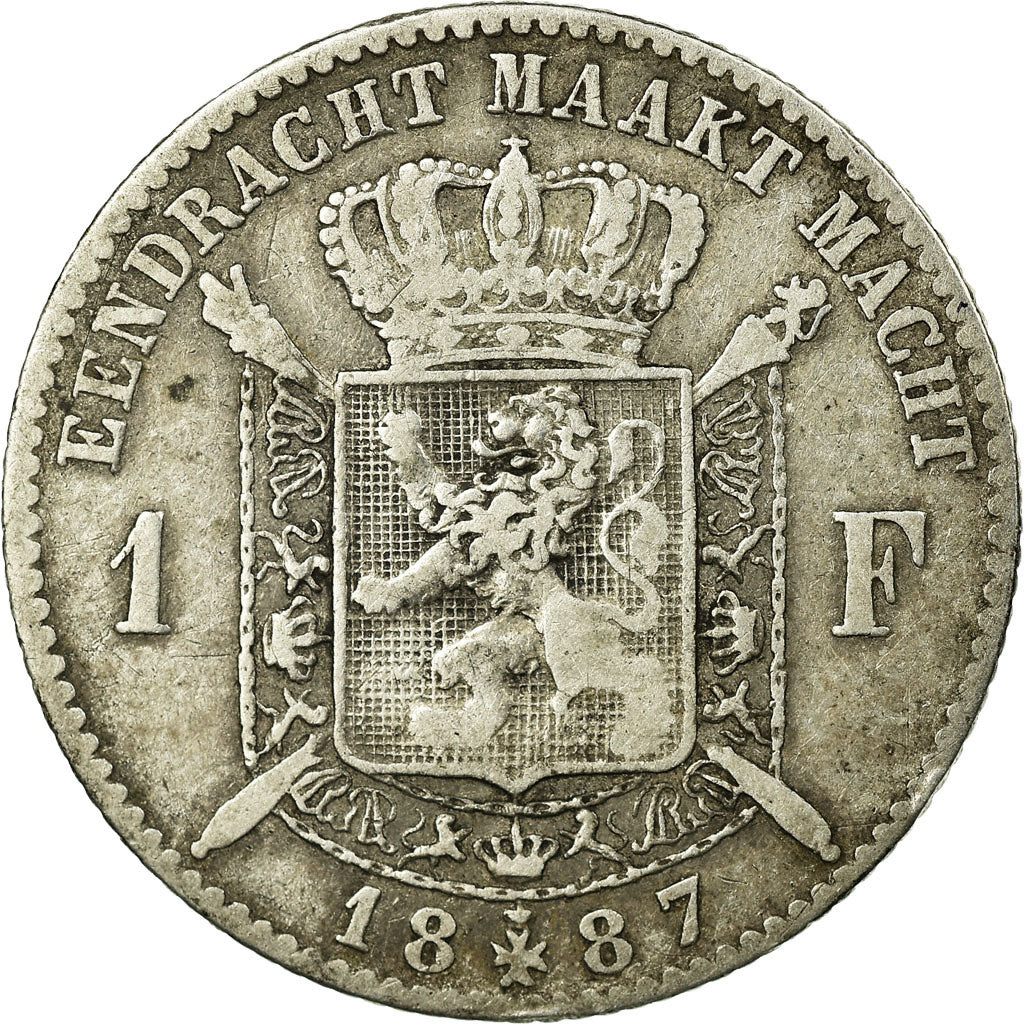 Coin, Belgium, Leopold II, Franc, 1887, VF(30-35), Silver, KM:29.2