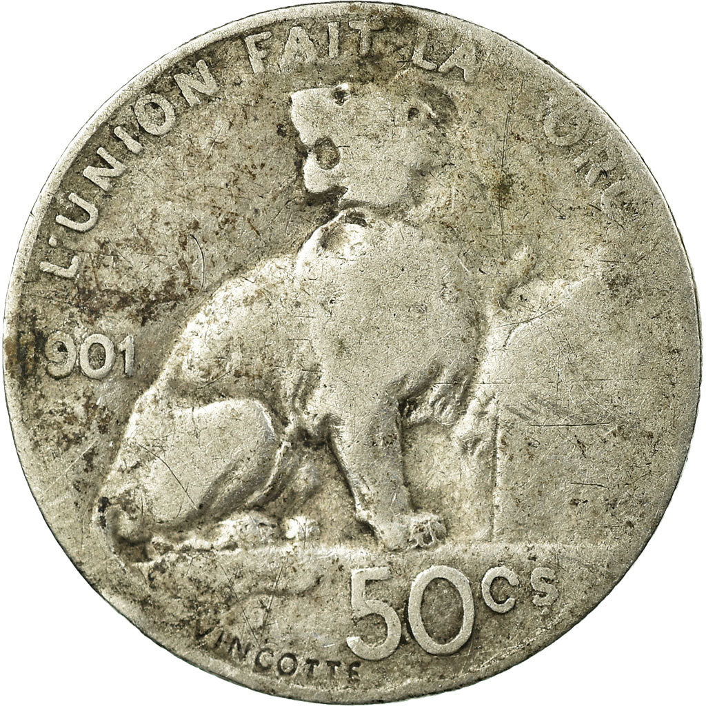 Moneta, Belgia, 50 Centimes, 1901, VF(20-25), Srebro, KM:50