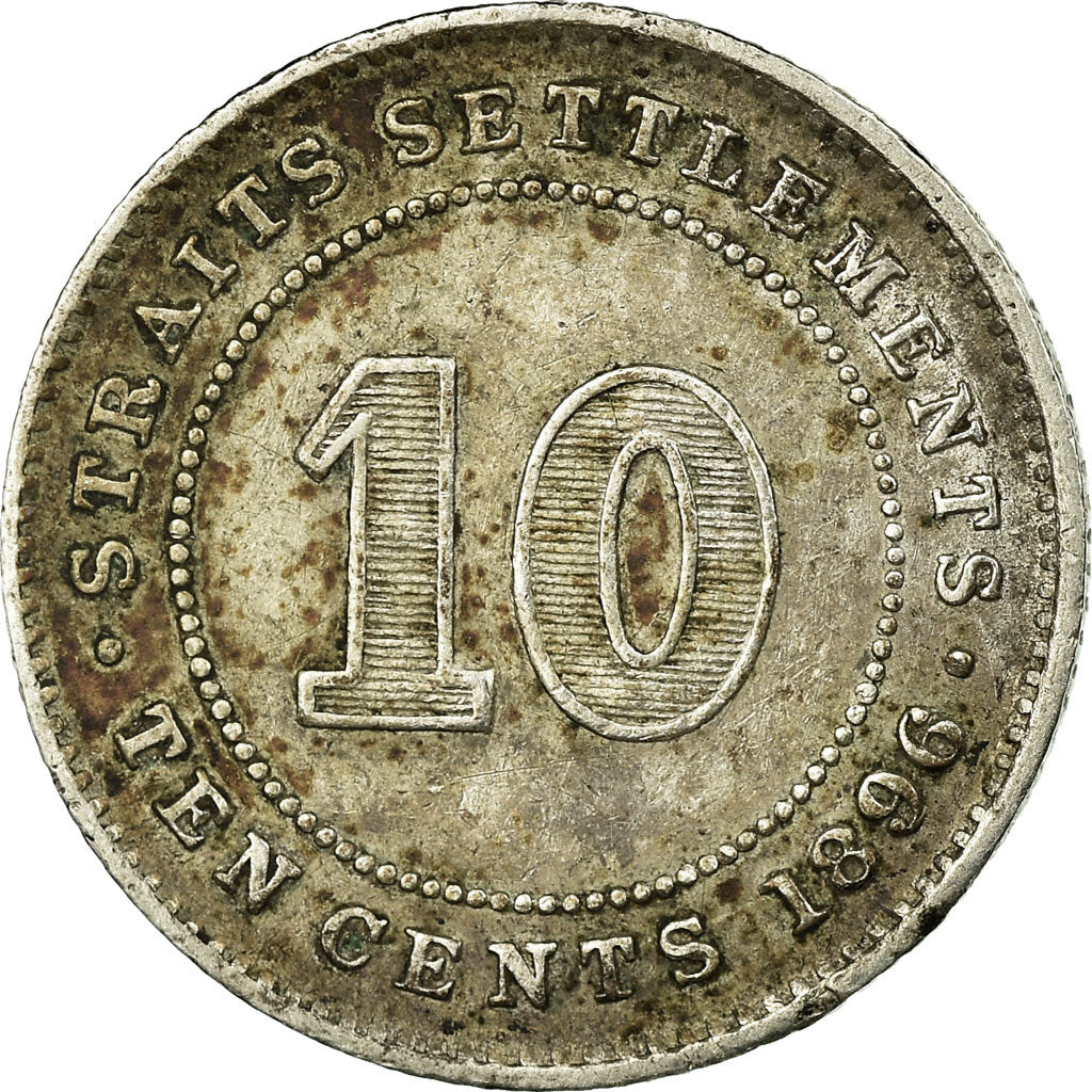 Coin, Straits Settlements, Victoria, 10 Cents, 1896, EF(40-45), Silver, KM:11