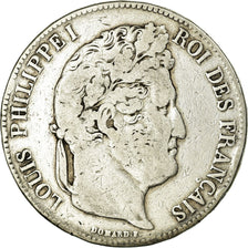 Coin, France, Louis-Philippe, 5 Francs, 1835, Lyon, VF(20-25), Silver, KM:749.4