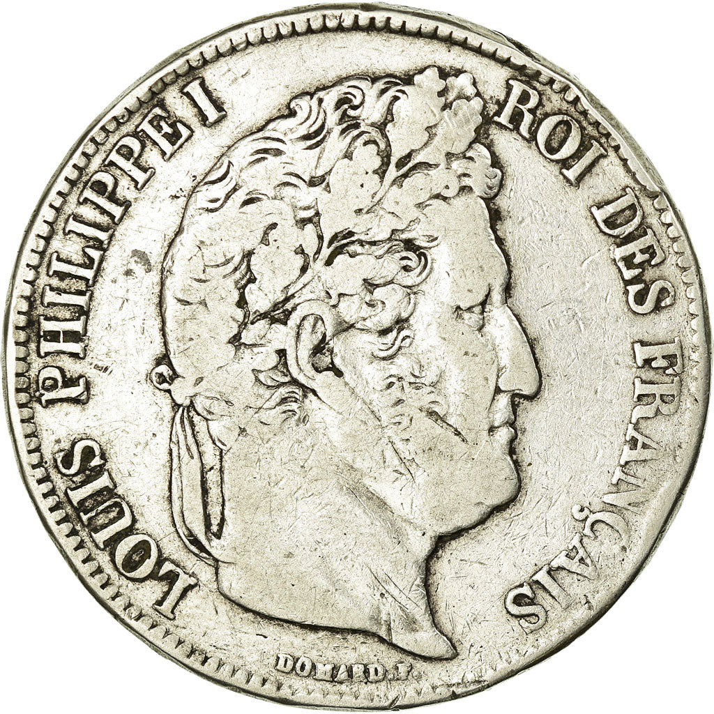 Moneta, Francia, Louis-Philippe, 5 Francs, 1839, Lyon, B+, Argento, KM:749.4