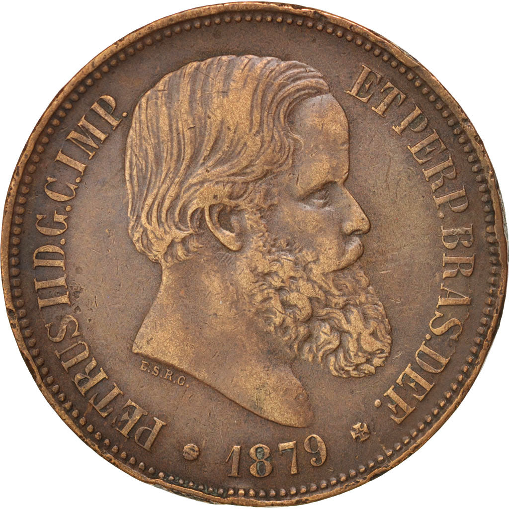 BRAZIL, 40 Reis, 1879, KM #479, EF(40-45), Bronze, 30.13, 12.11