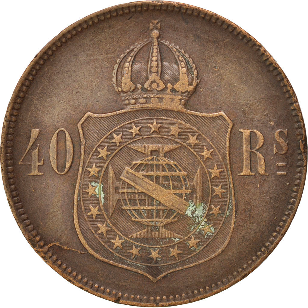 BRAZIL, 40 Reis, 1879, KM #479, EF(40-45), Bronze, 30.13, 12.11