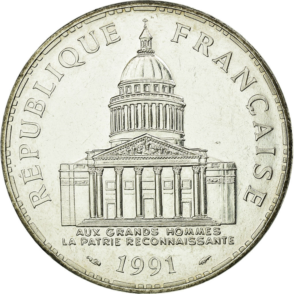 Moneta, Francia, Panthéon, 100 Francs, 1991, Paris, FDC, Argento, KM:951.1