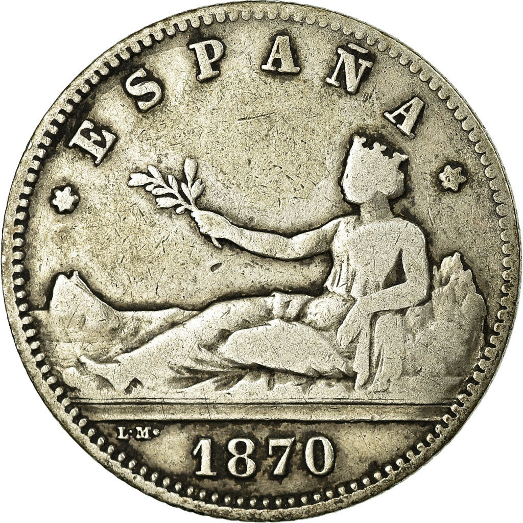 Coin, Spain, Provisional Government, Peseta, 1870, Madrid, VF(30-35), Silver