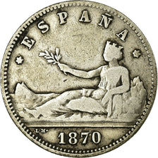 Coin, Spain, Provisional Government, Peseta, 1870, Madrid, VF(30-35), Silver