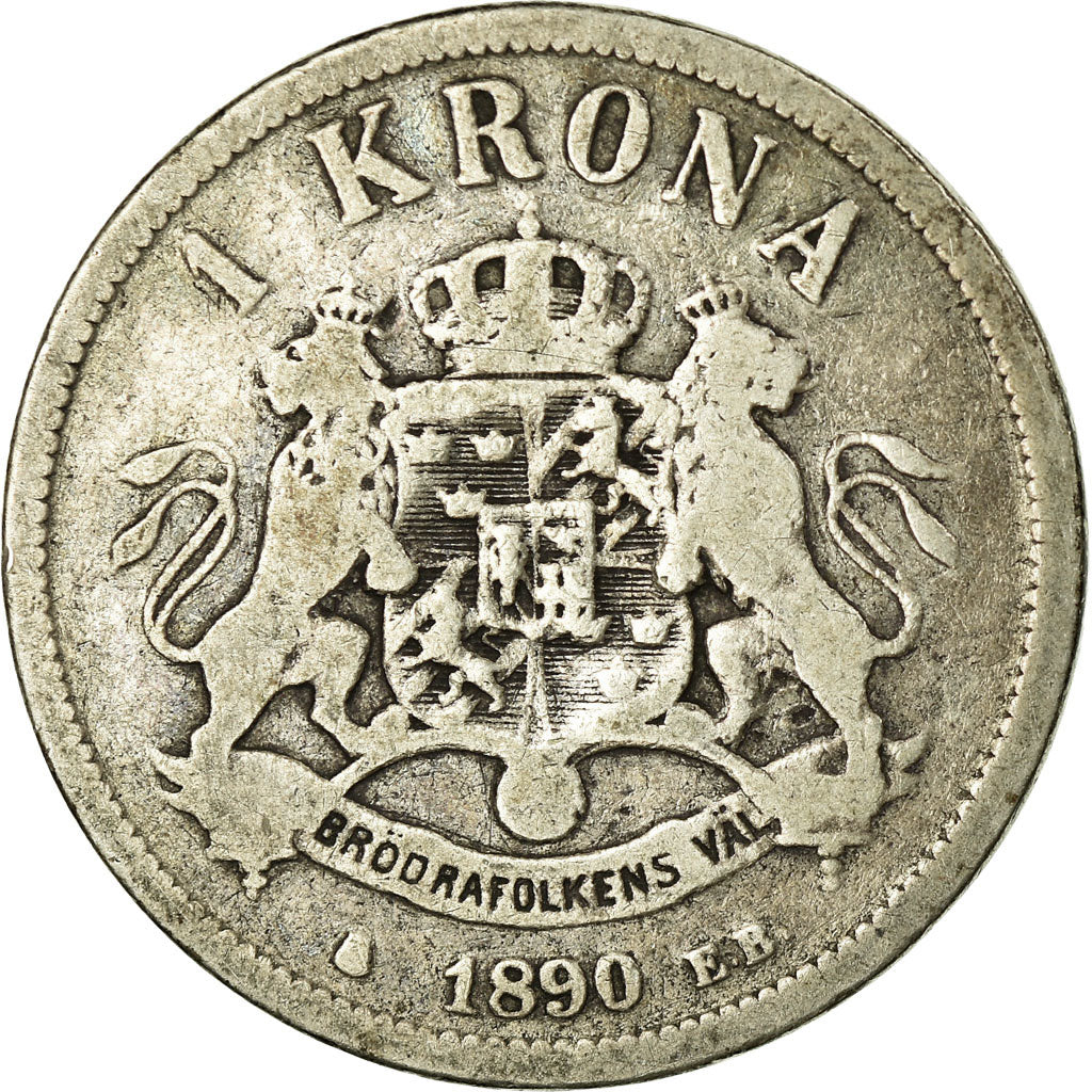 Coin, Sweden, Oscar II, Krona, 1890, VF(20-25), Silver, KM:760