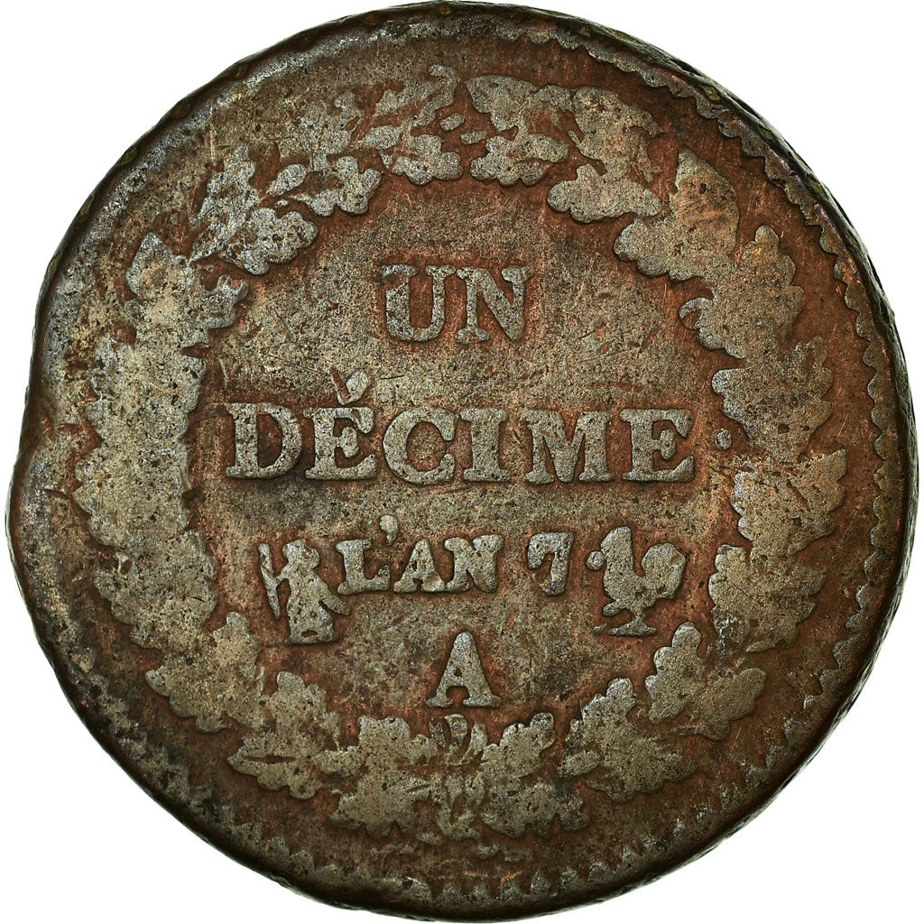 Monnaie, France, Dupré, Decime, 1798, Paris, TB, Bronze, Gadoury:187, KM:644.1