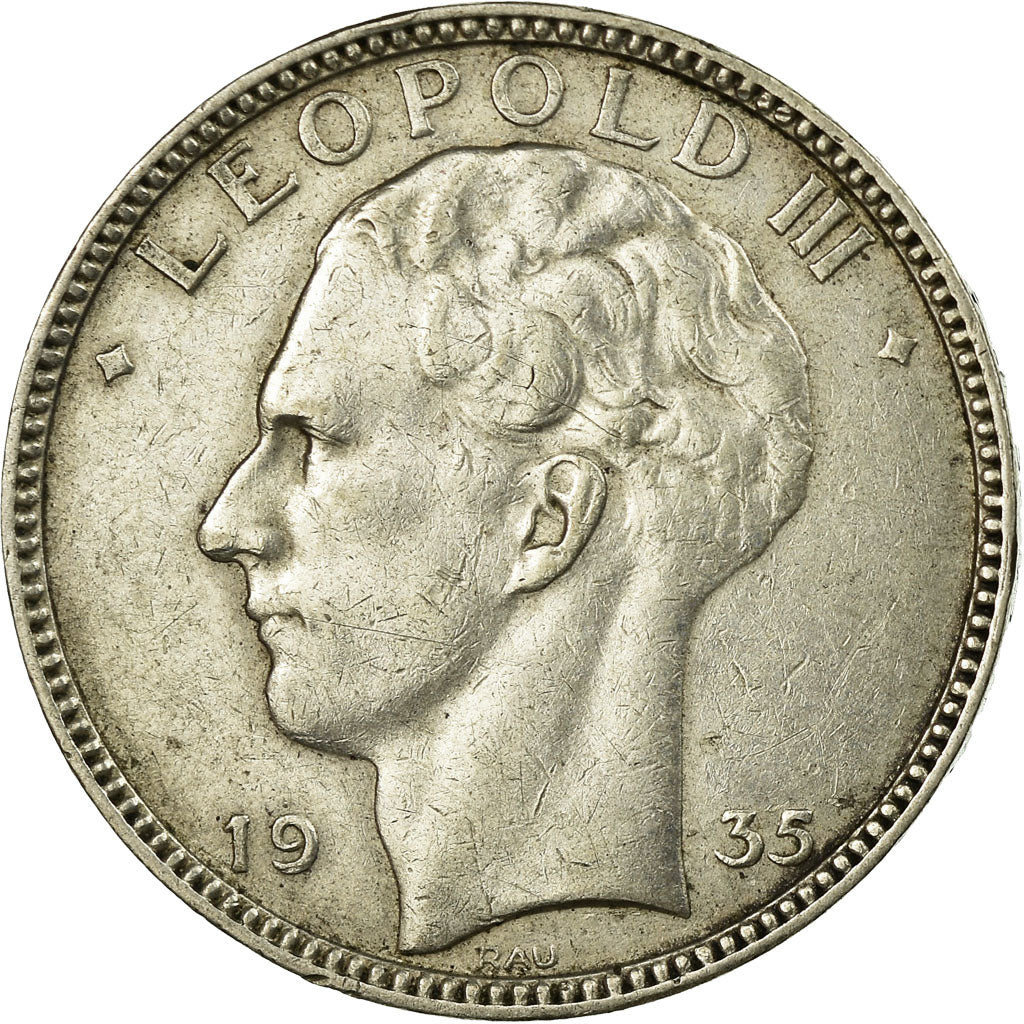 Coin, Belgium, 20 Francs, 20 Frank, 1935, EF(40-45), Silver, KM:105