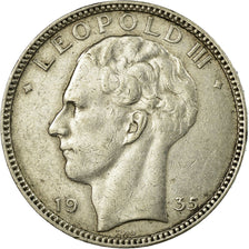 Moeda, Bélgica, 20 Francs, 20 Frank, 1935, EF(40-45), Prata, KM:105