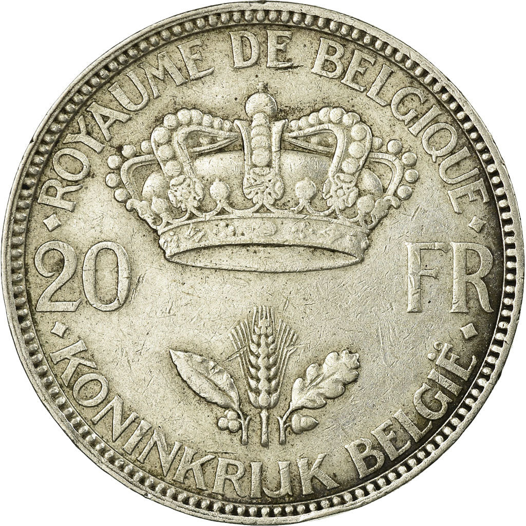 Coin, Belgium, 20 Francs, 20 Frank, 1935, EF(40-45), Silver, KM:105