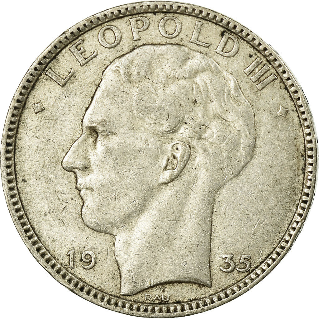 Coin, Belgium, 20 Francs, 20 Frank, 1935, EF(40-45), Silver, KM:105