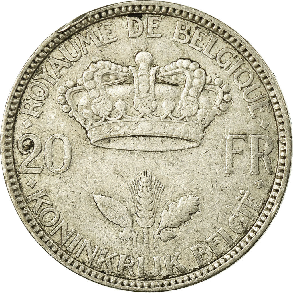 Coin, Belgium, 20 Francs, 20 Frank, 1935, EF(40-45), Silver, KM:105