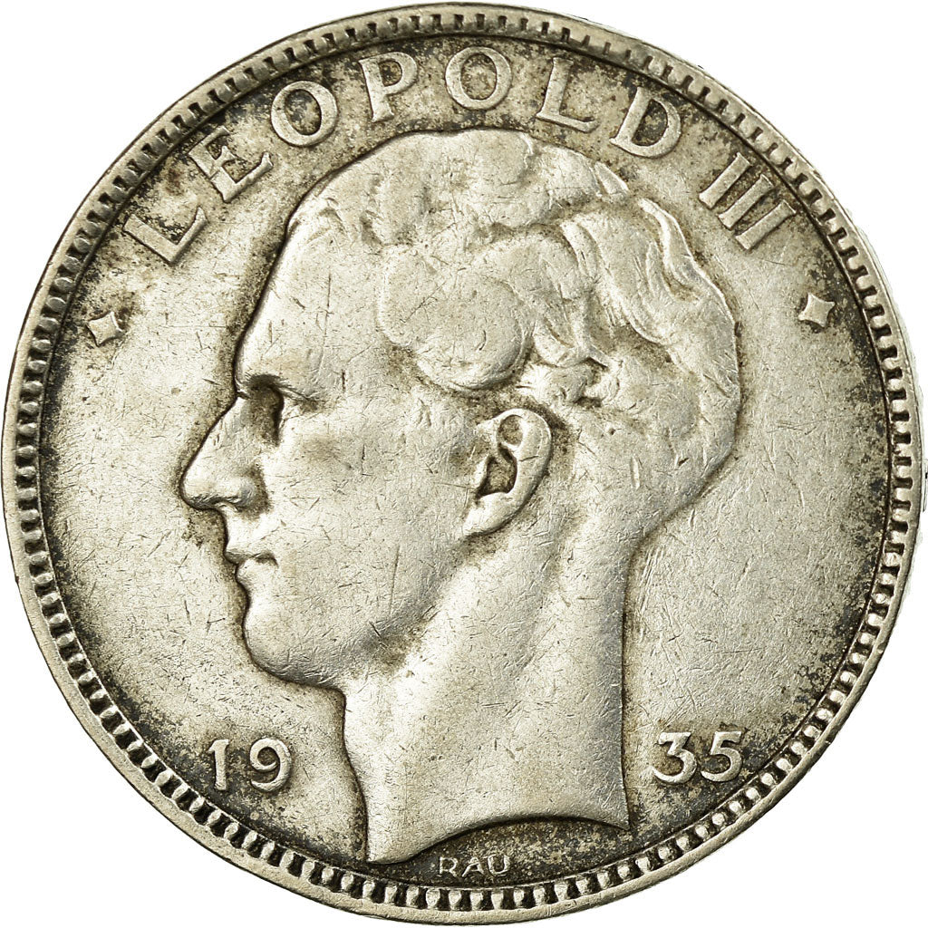 Coin, Belgium, 20 Francs, 20 Frank, 1935, EF(40-45), Silver, KM:105