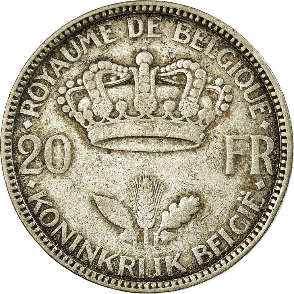 Coin, Belgium, 20 Francs, 20 Frank, 1935, EF(40-45), Silver, KM:105