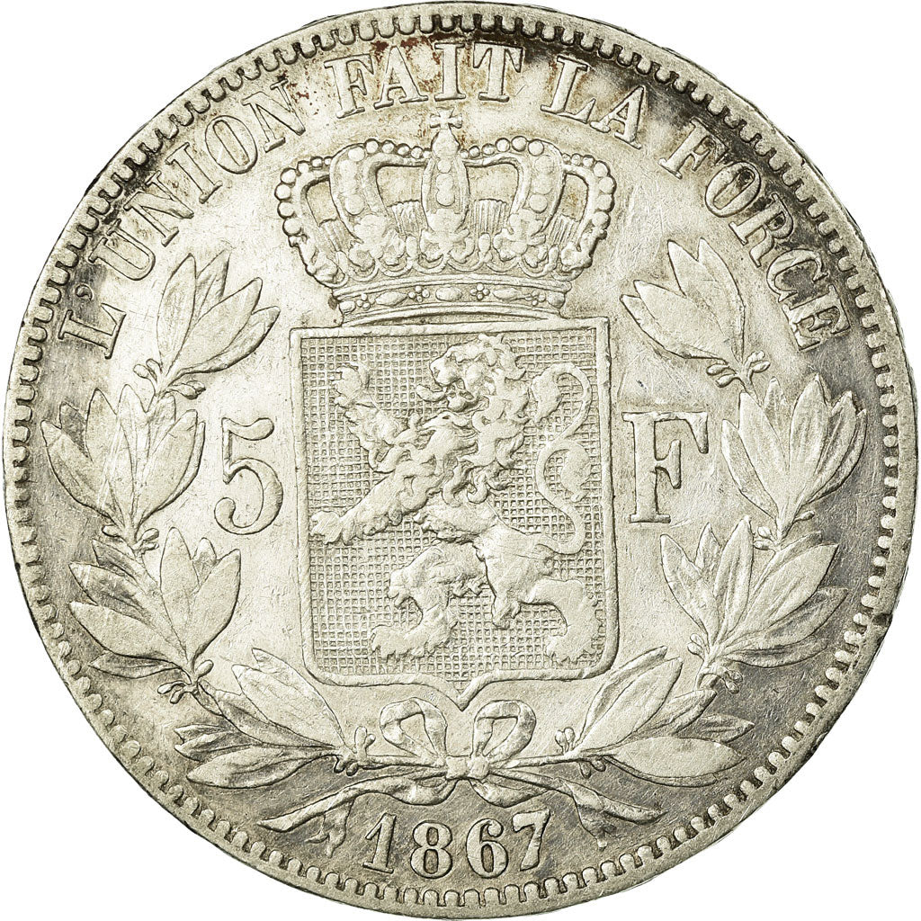 Coin, Belgium, Leopold II, 5 Francs, 5 Frank, 1867, VF(30-35), Silver, KM:24