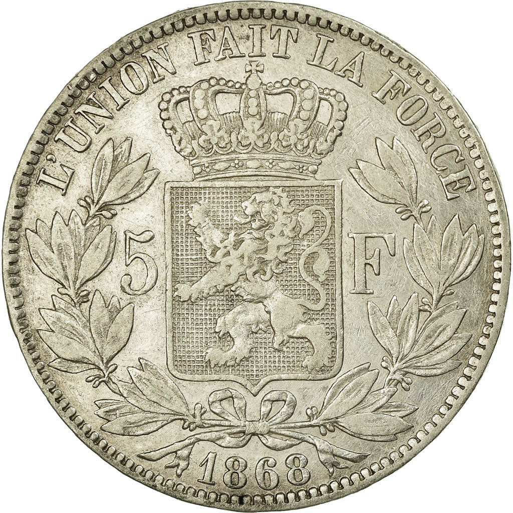 Coin, Belgium, Leopold II, 5 Francs, 5 Frank, 1868, VF(30-35), Silver, KM:24