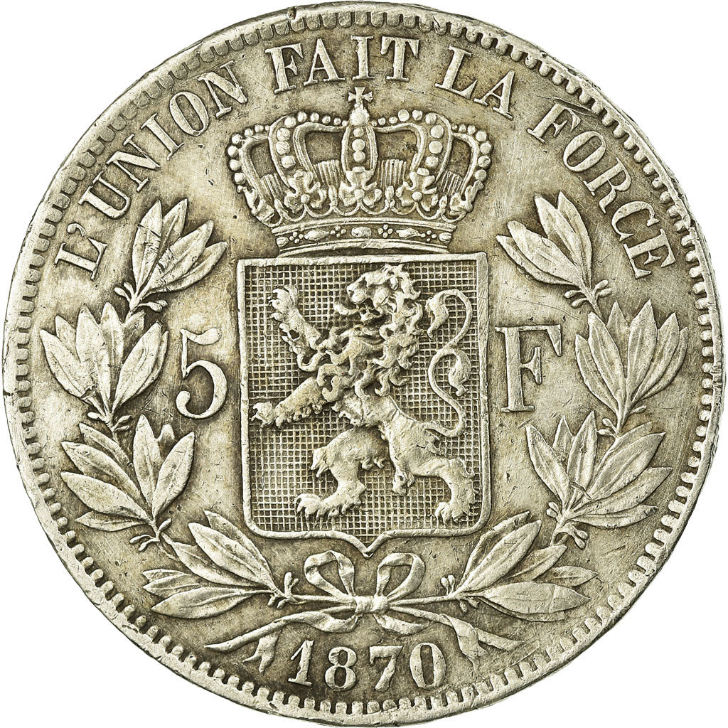 Coin, Belgium, Leopold II, 5 Francs, 5 Frank, 1870, EF(40-45), Silver, KM:24
