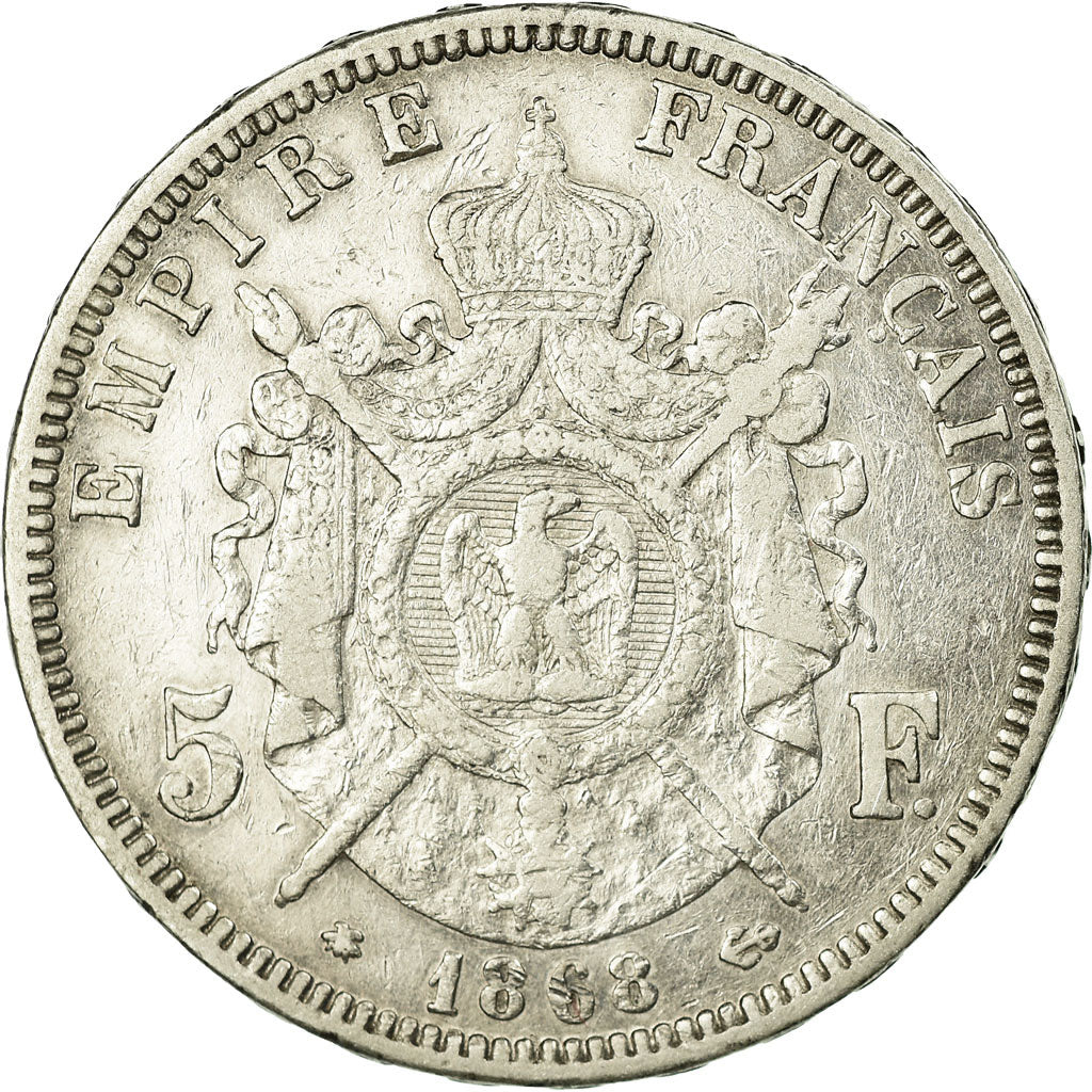 Coin, France, Napoleon III, 5 Francs, 1868, Paris, EF(40-45), KM 799.1