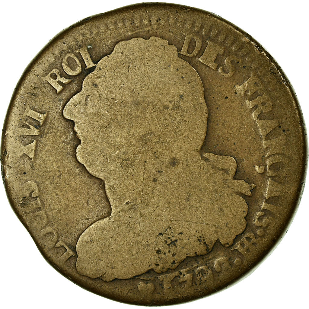 Moneta, Francja, 2 sols français, 2 Sols, 1792, Strasbourg, F(12-15), Bronze