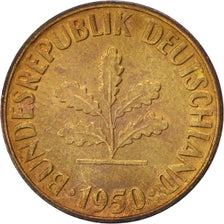 GERMANIA - REPUBBLICA FEDERALE, 10 Pfennig, 1950, Karlsruhe, SPL, Acciaio ric...