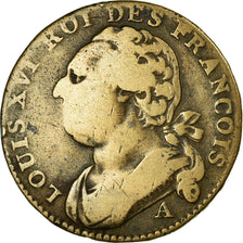 Monnaie, France, 12 deniers françois,1791, Paris, B+, Bronze, Gad 15, KM 600.1