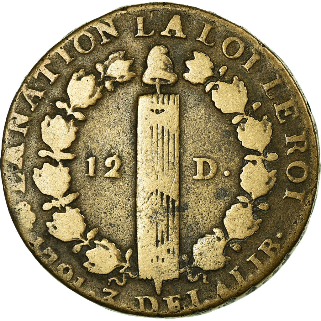 Monnaie, France, 12 deniers françois,1791, Paris, B+, Bronze, Gad 15, KM 600.1