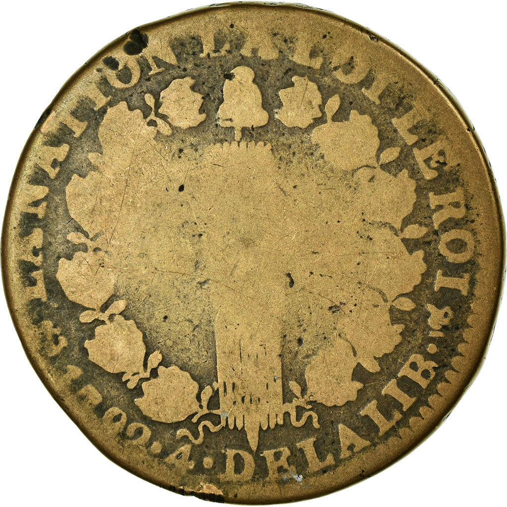 Moneda, Francia, 12 deniers françois, 1792, La Rochelle, BC, KM 600.6